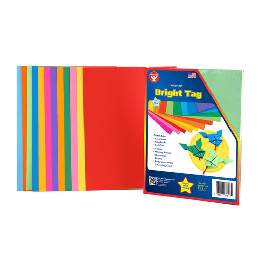 Bright Tag, Assorted Colors, 8.5" x 11", 48 Sheets Per Pack, 3 Packs