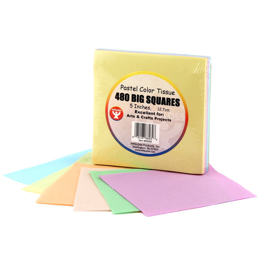 Hygloss® 5" Tissue Squares, Pastel Colors - 480 per pack, 4 packs