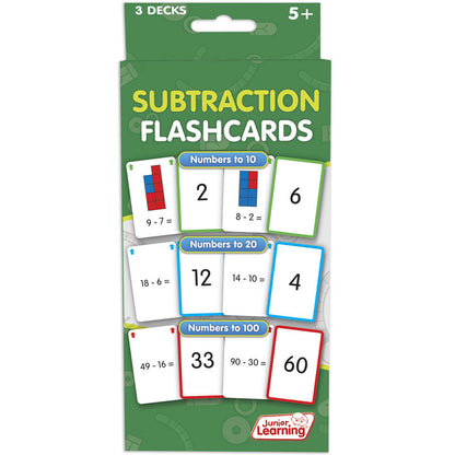 Subtraction Flashcards, 3 Sets Per Pack, 3 Packs