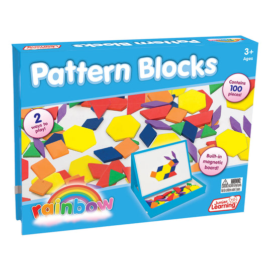 Rainbow Pattern Blocks, Magnetic, Assorted Colors, 100 Pieces