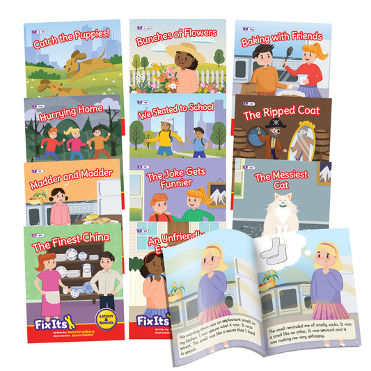 Fix Its Decodable Readers Suffixes Fiction Phase 6, Set of 12