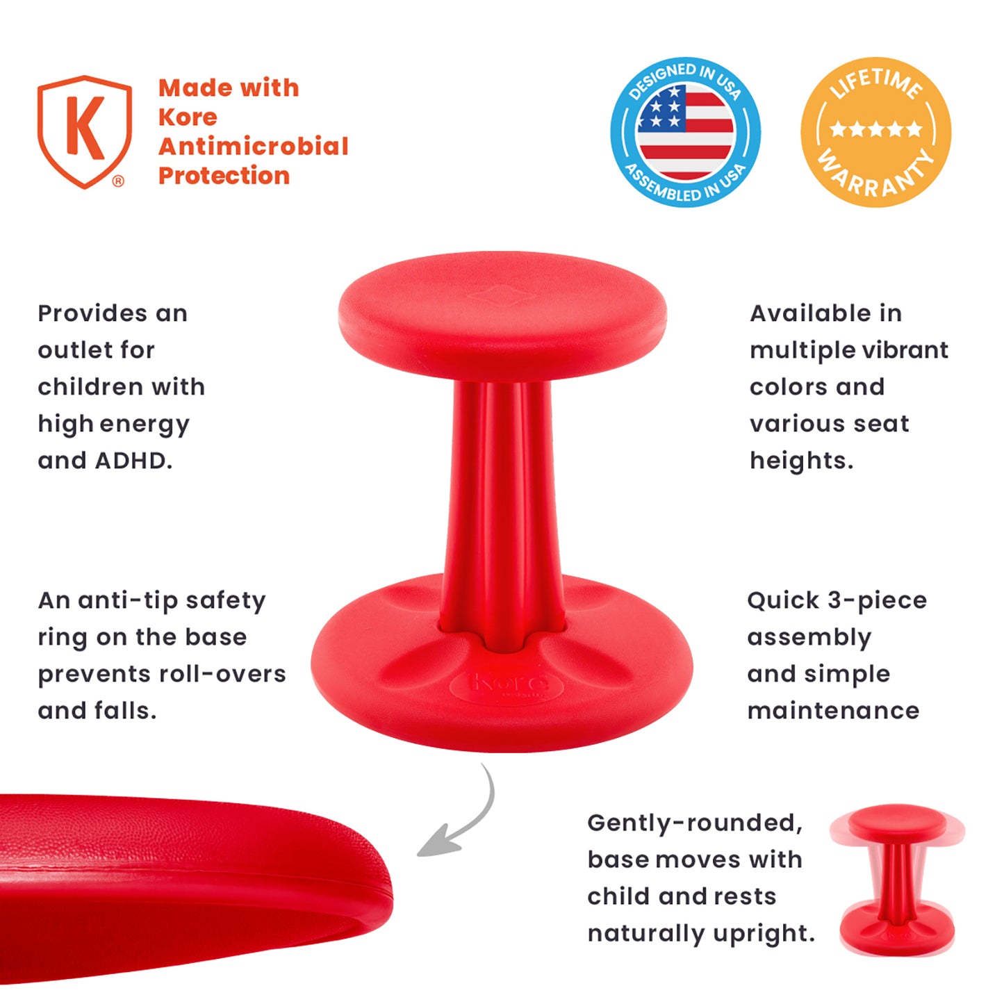 Kids Wobble Chair 14" Red