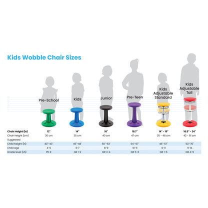 Kids Adjustable Tall Wobble Chair 16.5-24" Red