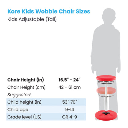 Kids Adjustable Tall Wobble Chair 16.5-24" Red