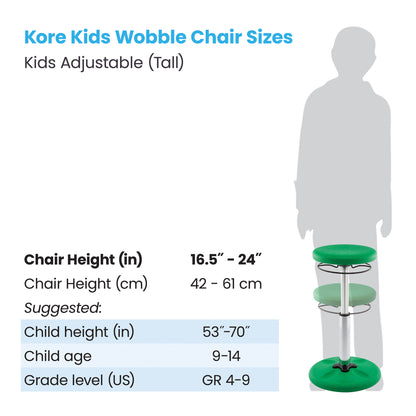 Kids Adjustable Tall Wobble Chair 16.5-24" Green