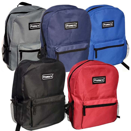 Back Pack, 16" with 2 Side Mesh Pockets, Assorted Colors