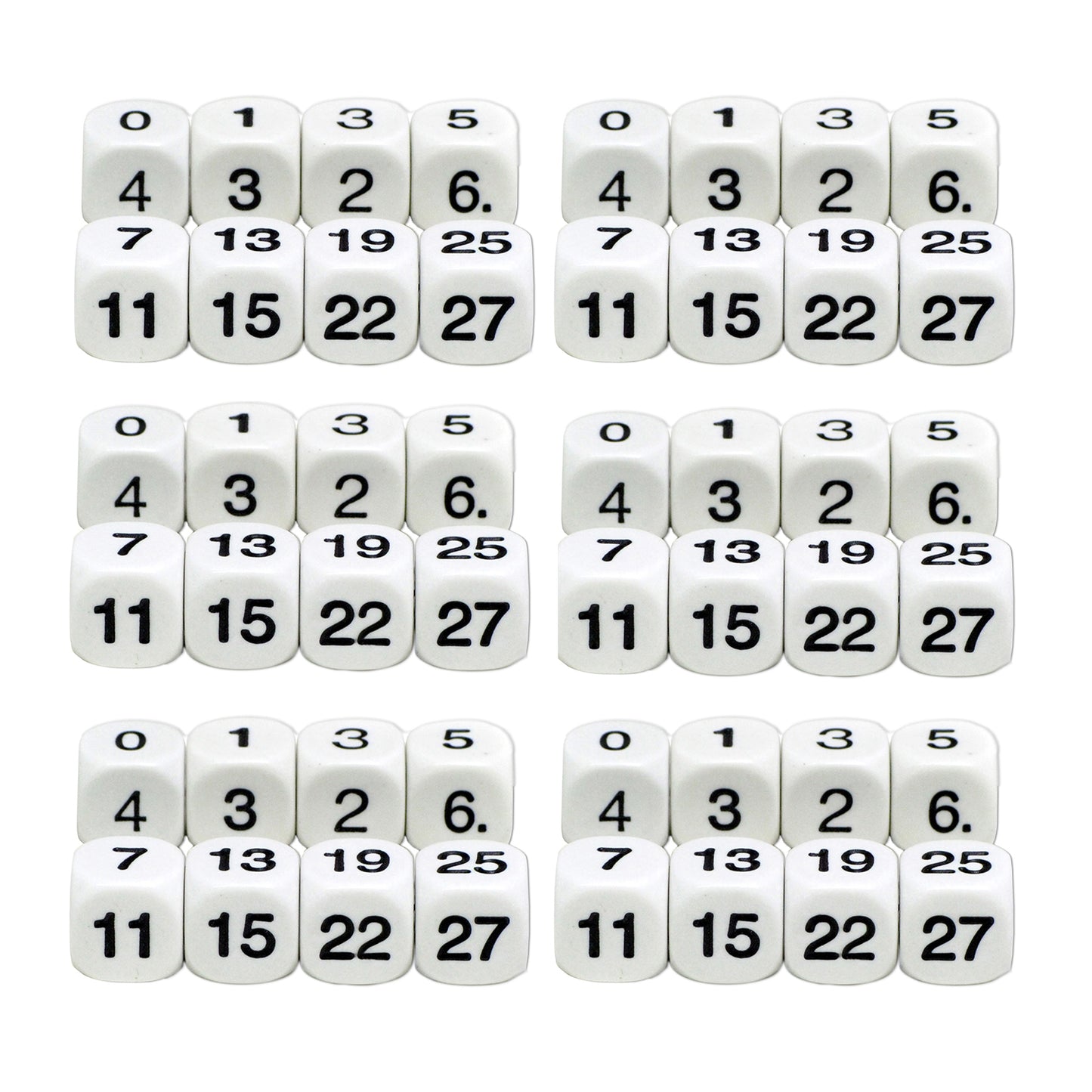 Math Number Dice, 8 Per Set, 6 Sets