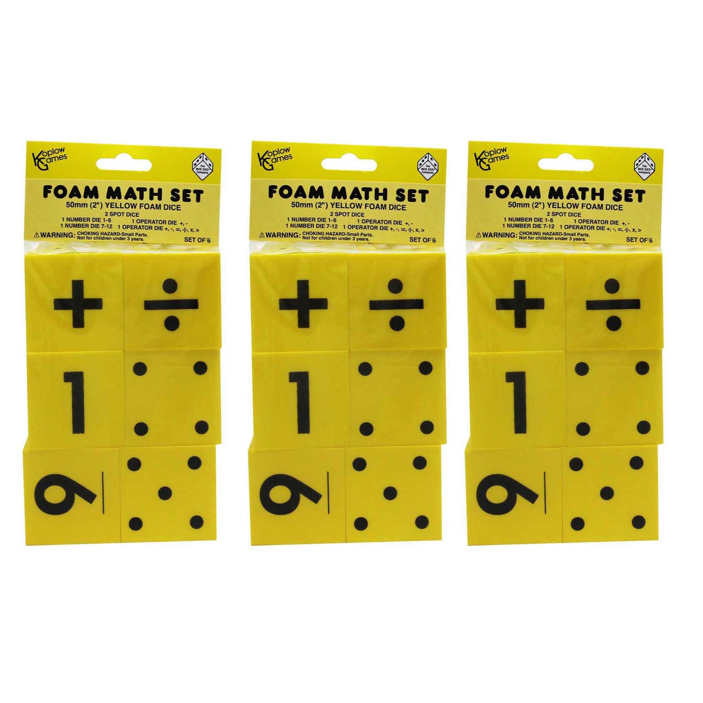 Foam Dice Math Set, 6 Per Set, 3 Sets