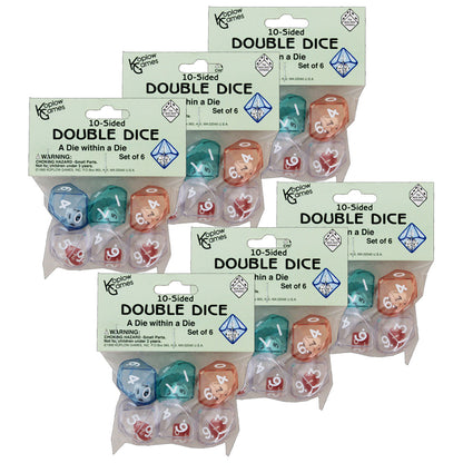 10-Sided Double Dice, 6 Per Pack, 6 Packs