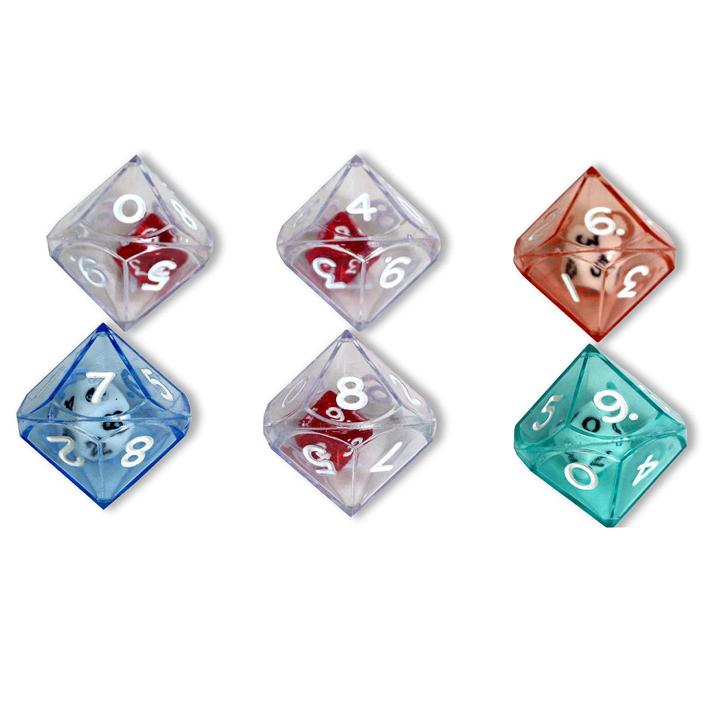 10-Sided Double Dice, 6 Per Pack, 6 Packs