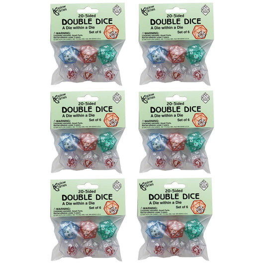 20-Sided Double Dice, 6 Per Pack, 6 Packs