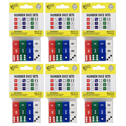 Number Dice Set, 12 Per Set, 6 Sets