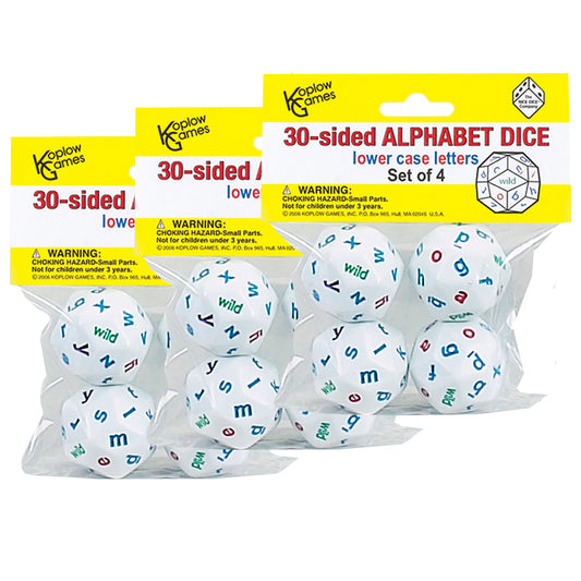 30-Sided Alphabet Dice, 4 Per Pack, 3 Packs