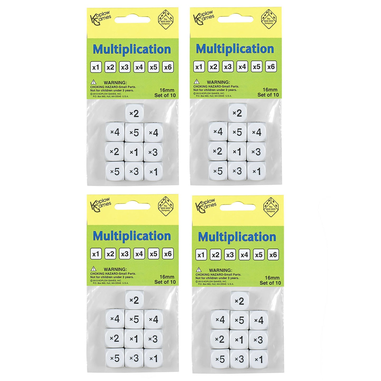 Multiplication Dice, 10 Per Pack, 4 Packs