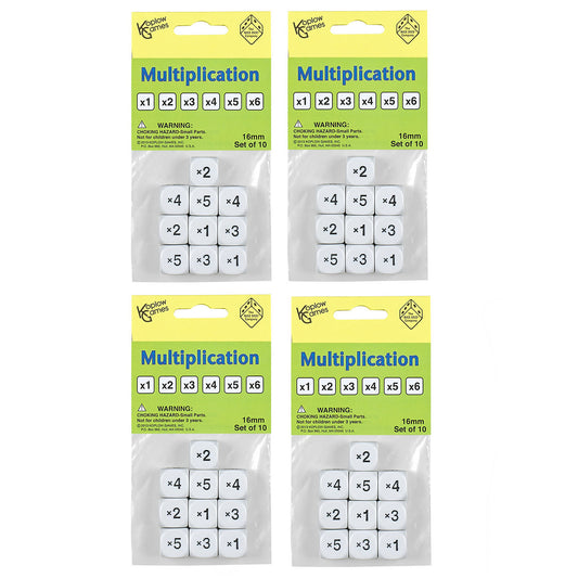 Multiplication Dice, 10 Per Pack, 4 Packs