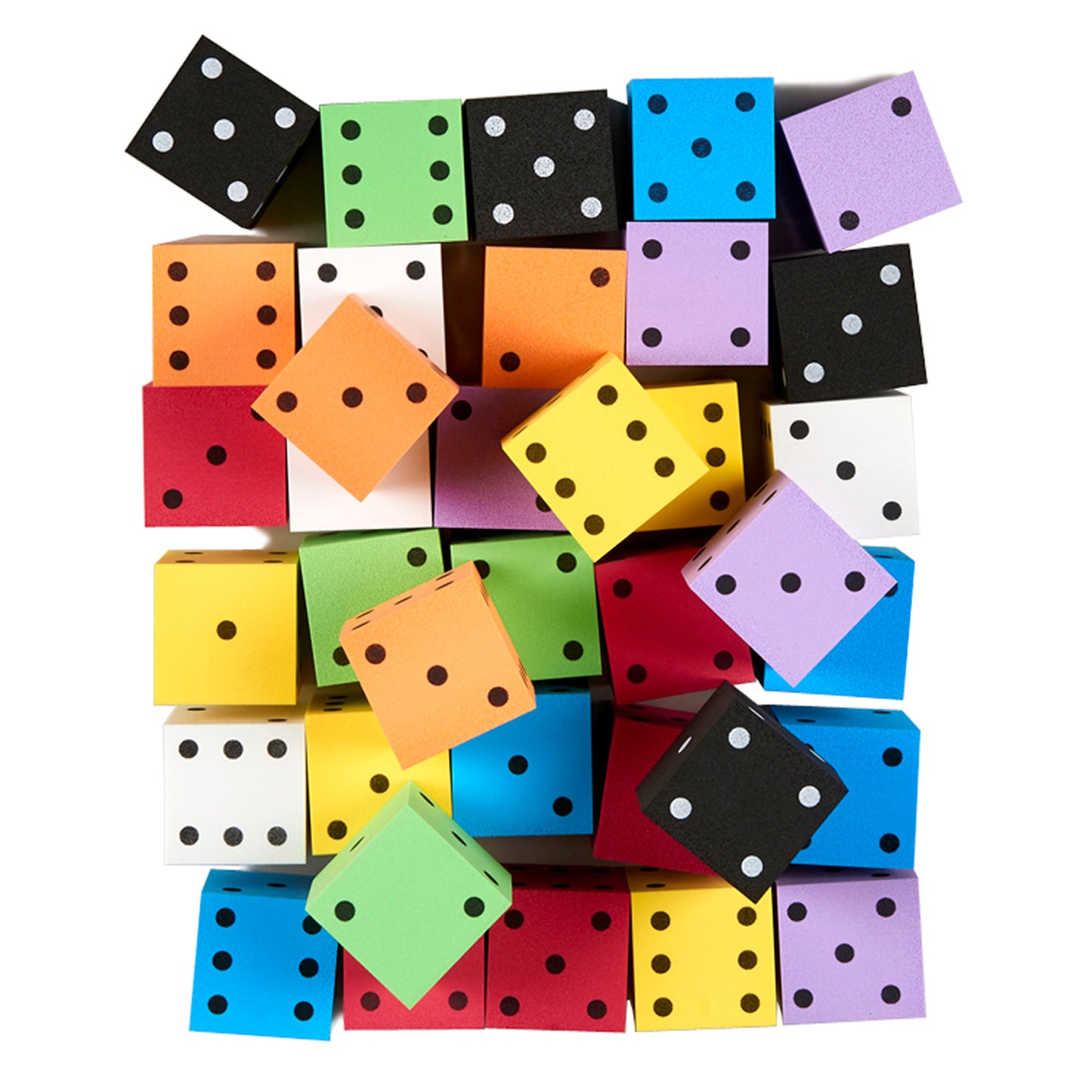 Foam Spot Dice, 2", Assorted Colors, Bag of 36