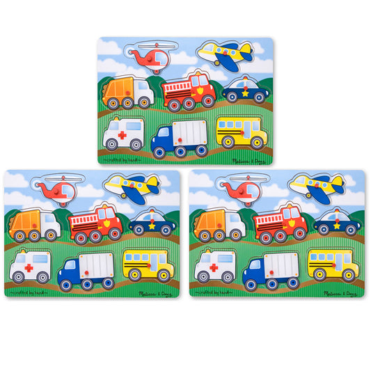 Vehicles Peg Puzzle, Pack of 3