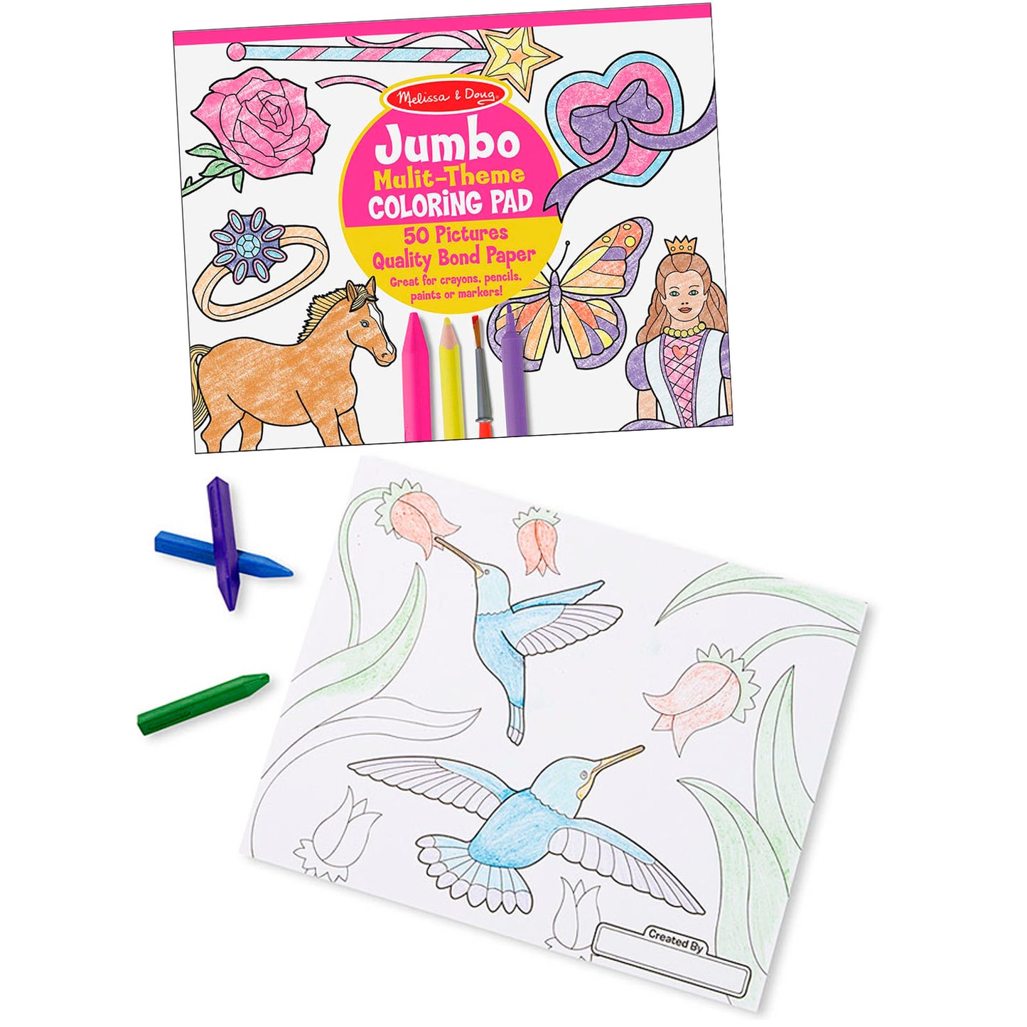 Jumbo Multi-Theme Coloring Pad, 11" x 14", Pink, Pack of 6