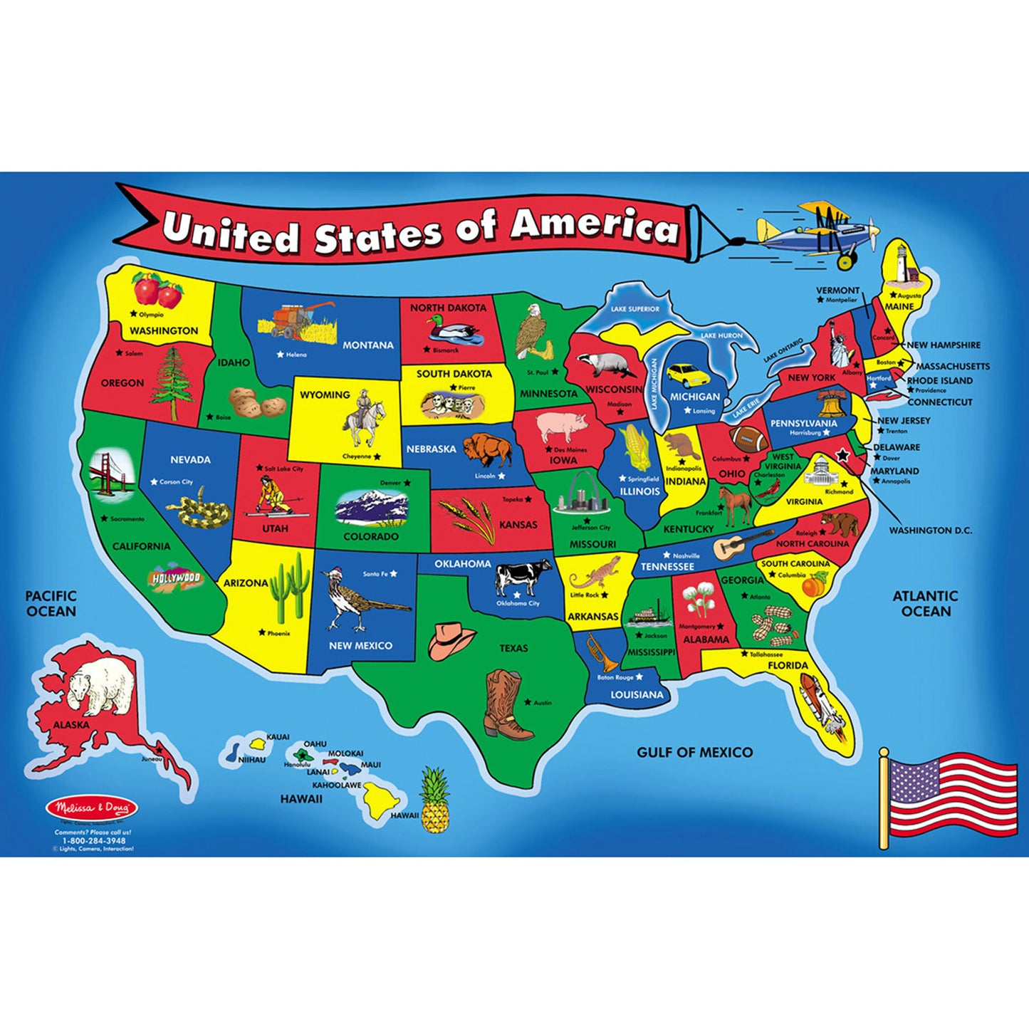 U.S.A. (United States) Map Floor Puzzle - 51 Pieces, Pack of 2