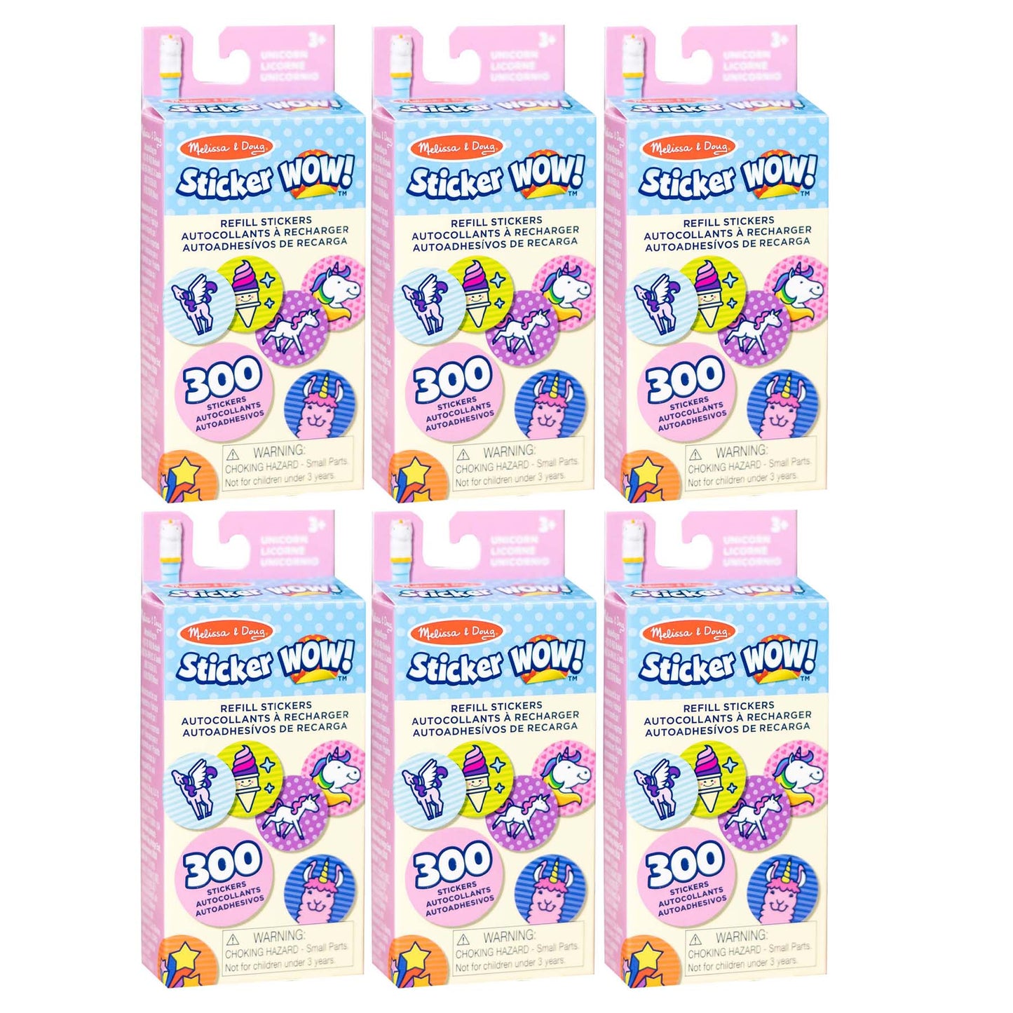 Sticker WOW! Refill Stickers - Unicorn - 300 Per Pack, 6 Packs