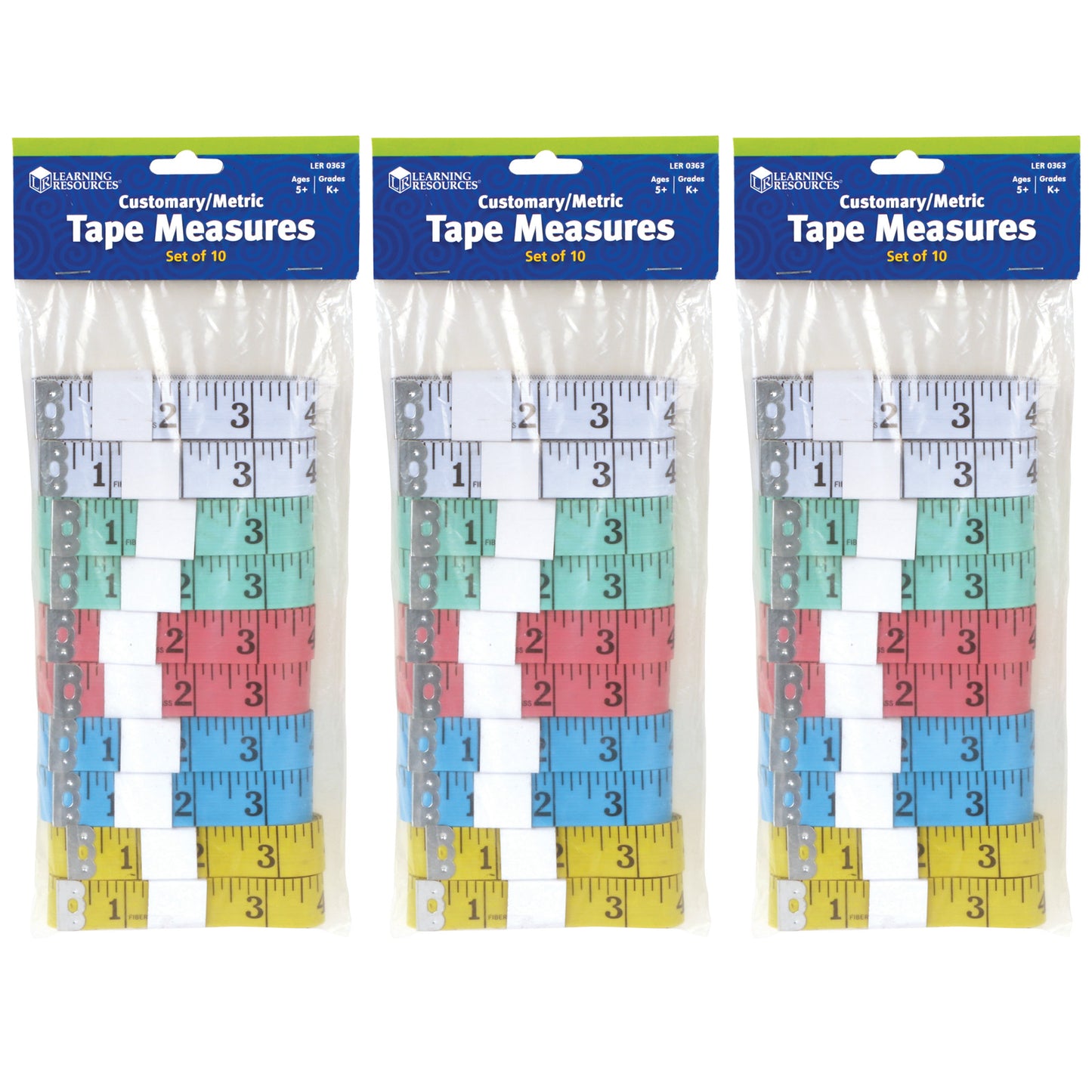 English/Metric Tape Measures, 10 Per Pack, 3 Packs