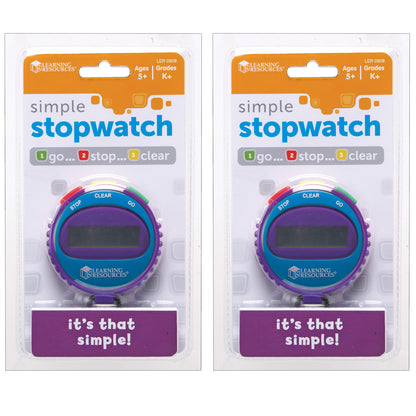 Simple Stopwatch, Assorted Colors, Pack of 2