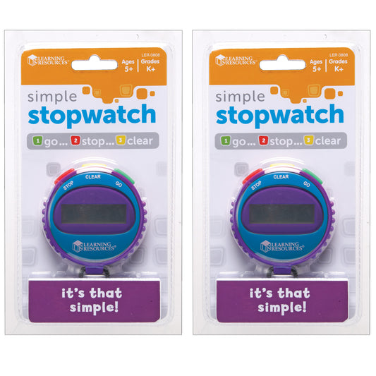 Simple Stopwatch, Assorted Colors, Pack of 2