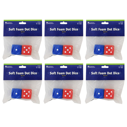 Foam Dot Dice, 2 Per Pack, 6 Packs