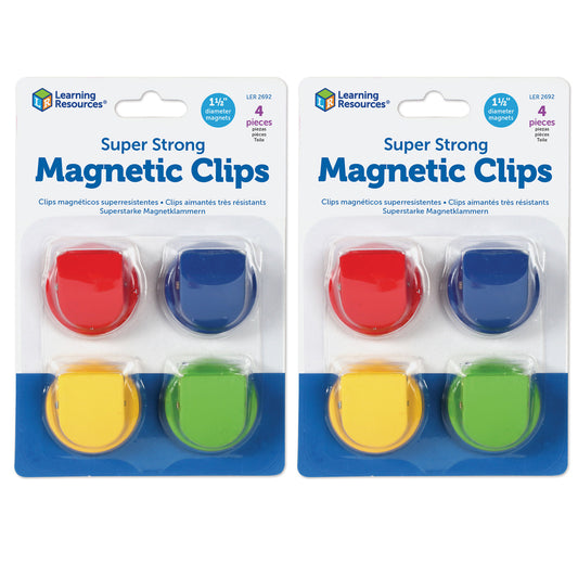 Super Strong Magnetic Clips, 1 1/2" Diameter, 4 Per Pack, 2 Packs