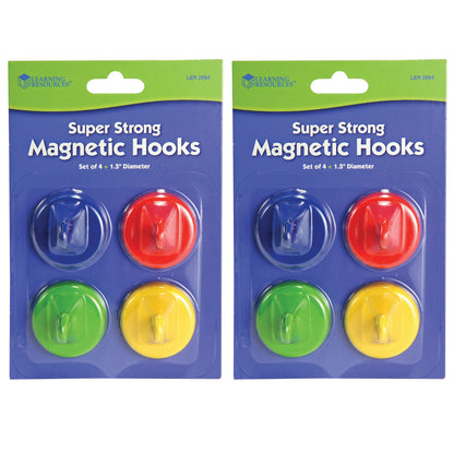 Super Strong Magnetic Hooks, 1 1/2" Diameter, 4 Per Pack, 2 Packs