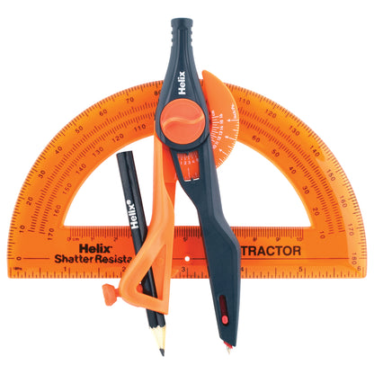 Plastic Locking Compass & Protractor Set, 5 Sets