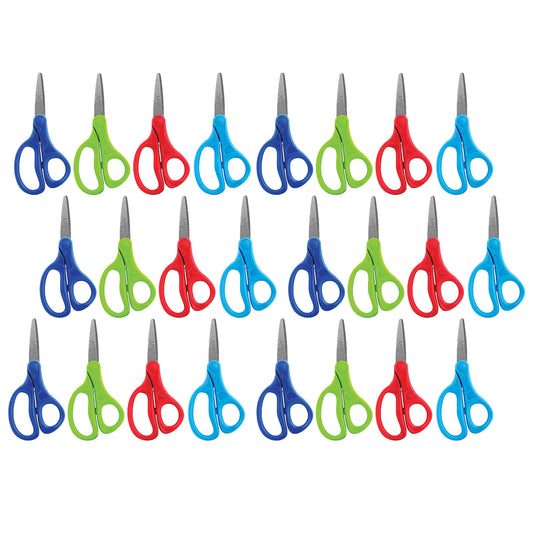 Essentials Kids Scissors 5", Pointed, Assorted Colors, Pack of 24