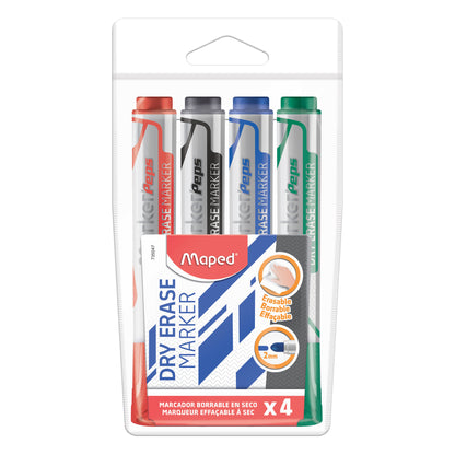 Marker'Peps Dry Erase Jumbo Marker, Bullet Tip, 4 Per Pack, 6 Packs