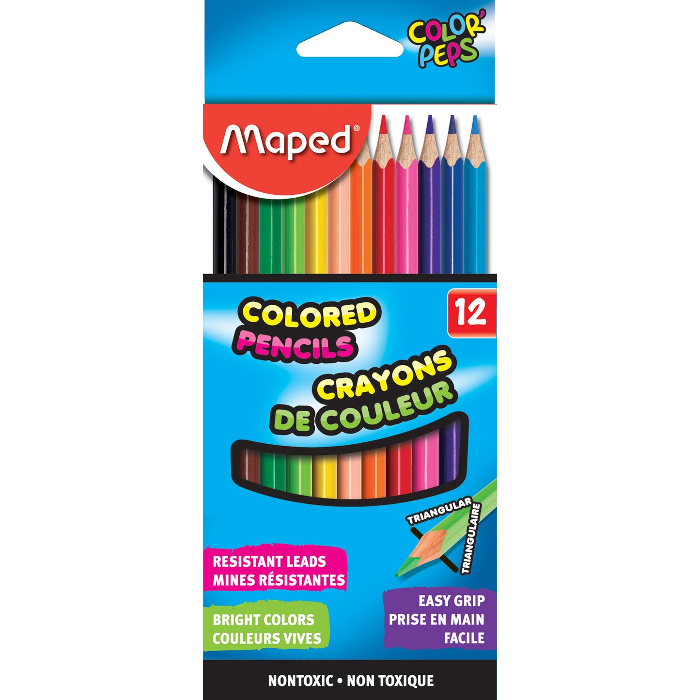 Color'Peps Triangular Colored Pencils, Pack of 12