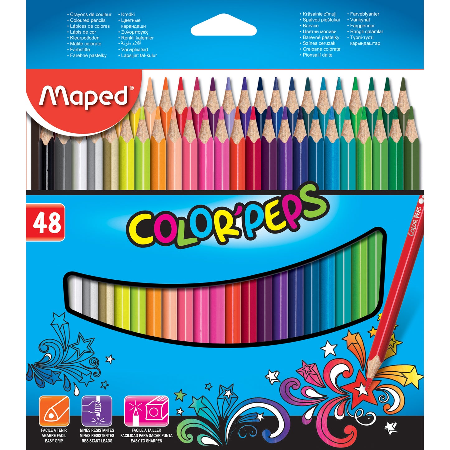 Color'Peps Triangular Colored Pencils, Pack of 48