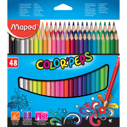 Color'Peps Triangular Colored Pencils, Pack of 48