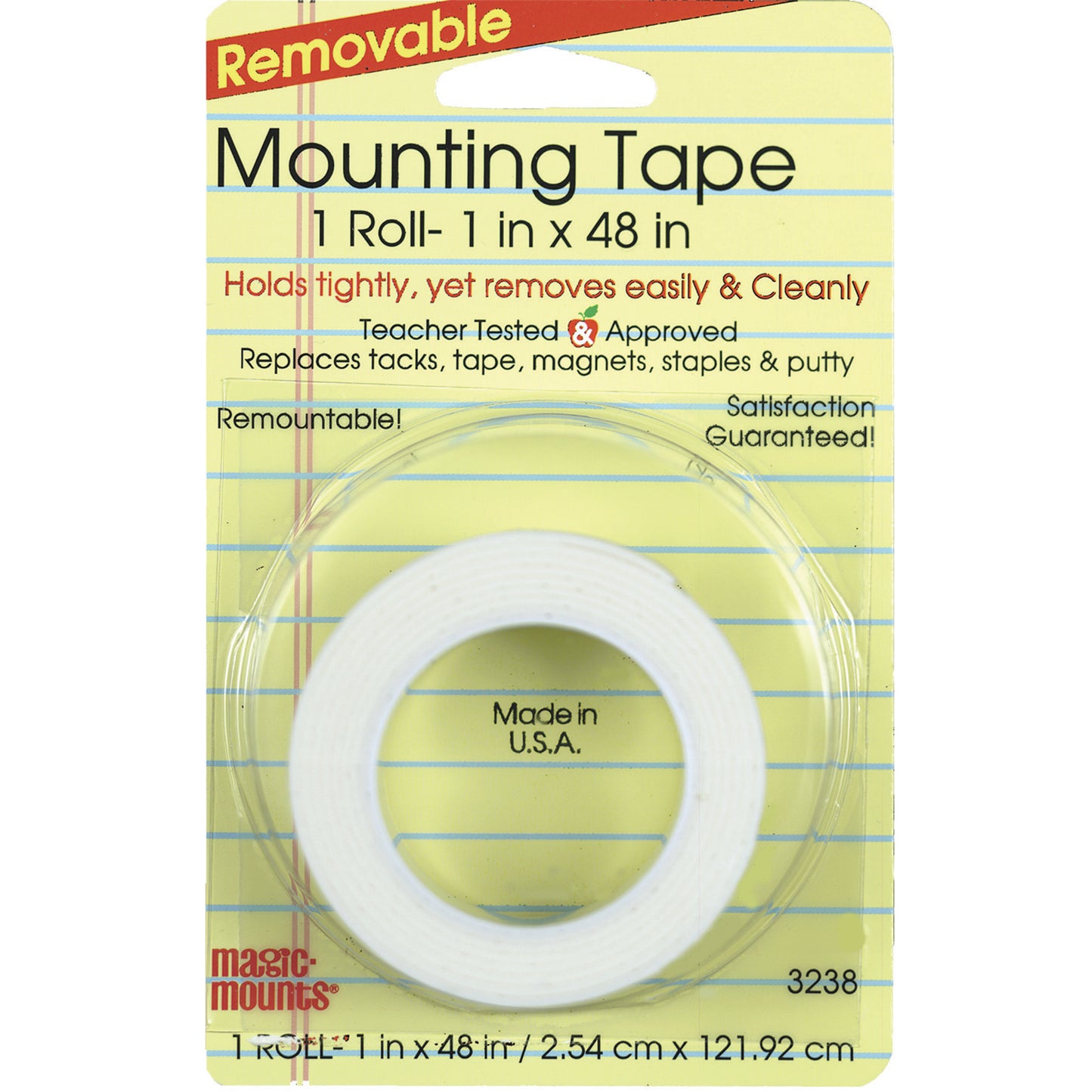 Removable Magic Mounting Tape, 1" x 48", 6 Rolls