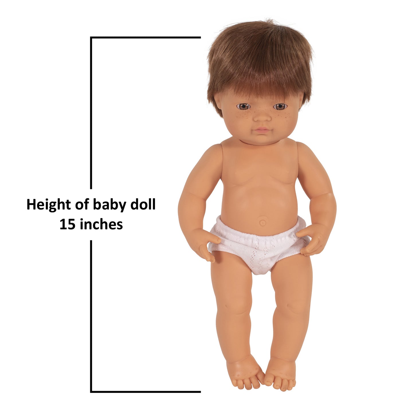 Anatomically Correct 15" Baby Doll, Caucasian Boy, Red Hair