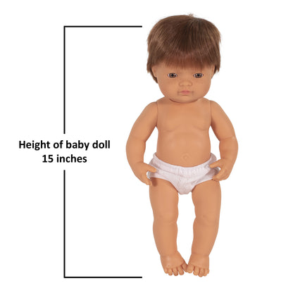 Anatomically Correct 15" Baby Doll, Caucasian Boy, Red Hair