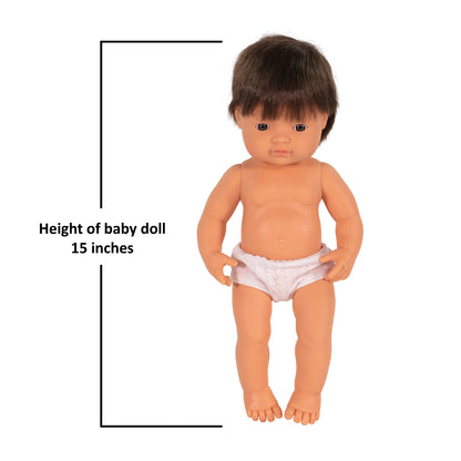 Anatomically Correct 15" Baby Doll, Caucasian Boy, Brunette