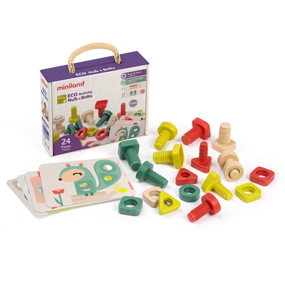 ECO Nuts & Bolts: 28-Piece Eco-Friendly Geometric Shapes Toy | Skill-Building Fun | For Ages 3 to 7 Years