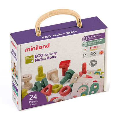 ECO Nuts & Bolts: 28-Piece Eco-Friendly Geometric Shapes Toy | Skill-Building Fun | For Ages 3 to 7 Years