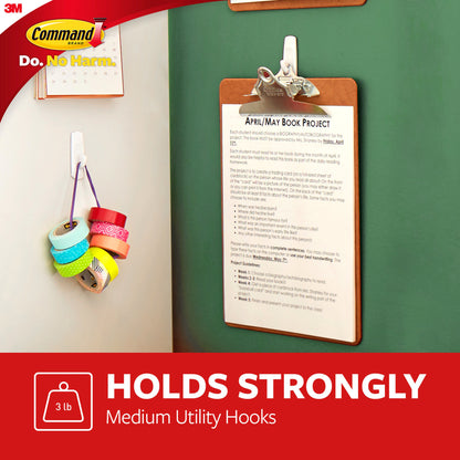 Command™ Medium Utility Hooks Multi-Pack, 6 Per Pack, 3 Packs