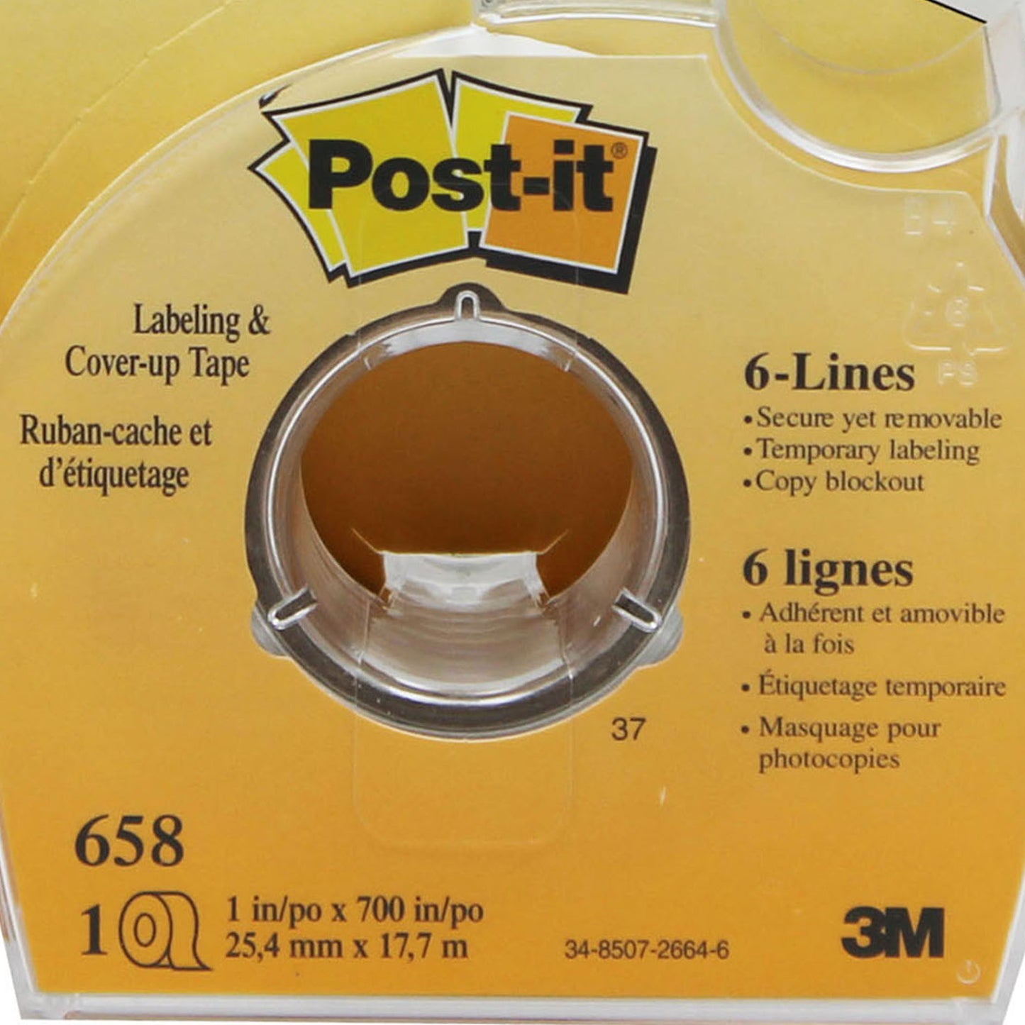 Labeling & Cover-up Tape, 1" x 700" Per Roll, 3 Rolls