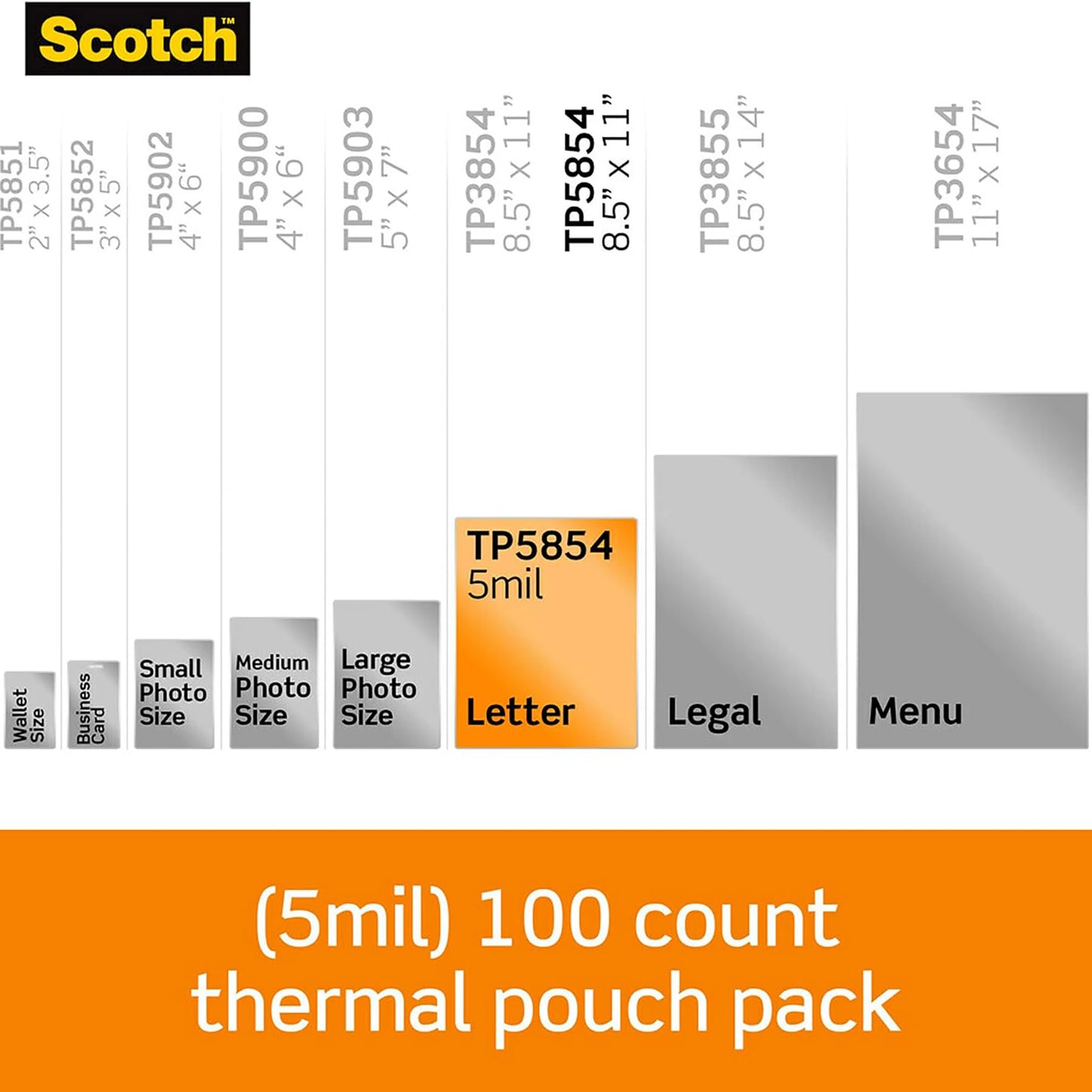 Thermal Laminating Pouches, 5 mil Size, Pack of 100
