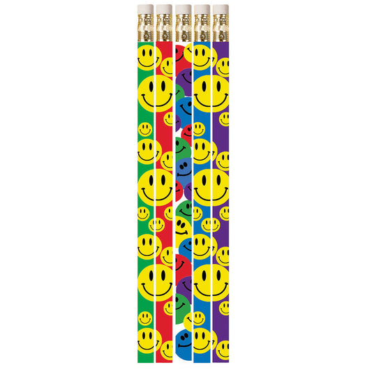 Happy Face Assorted Motivational Pencils, Pack of 12