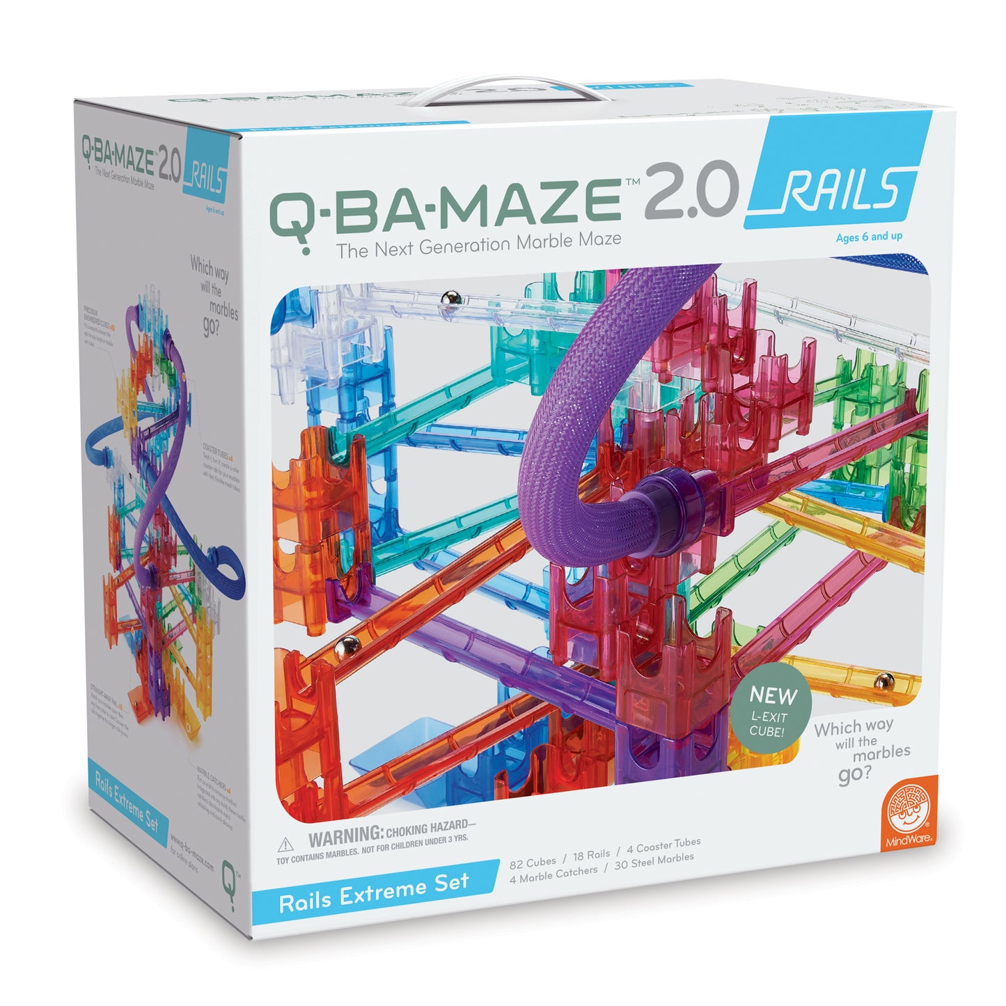 Q-BA-MAZE™ 2.0 Rails Extreme, Marble Maze Building Set, 138 Pieces