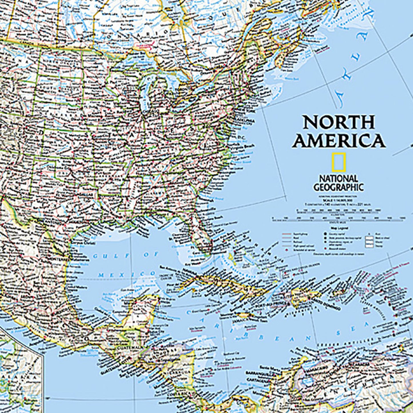 North America Wall Map, 24" Width, 30" Length