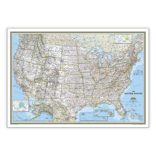 United States Classic Map, Laminated, 43.5" x 30.5"