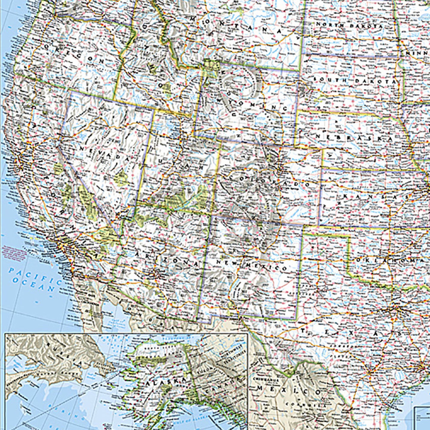 United States Classic Map, Poster Size and Laminated, 36" x 24"